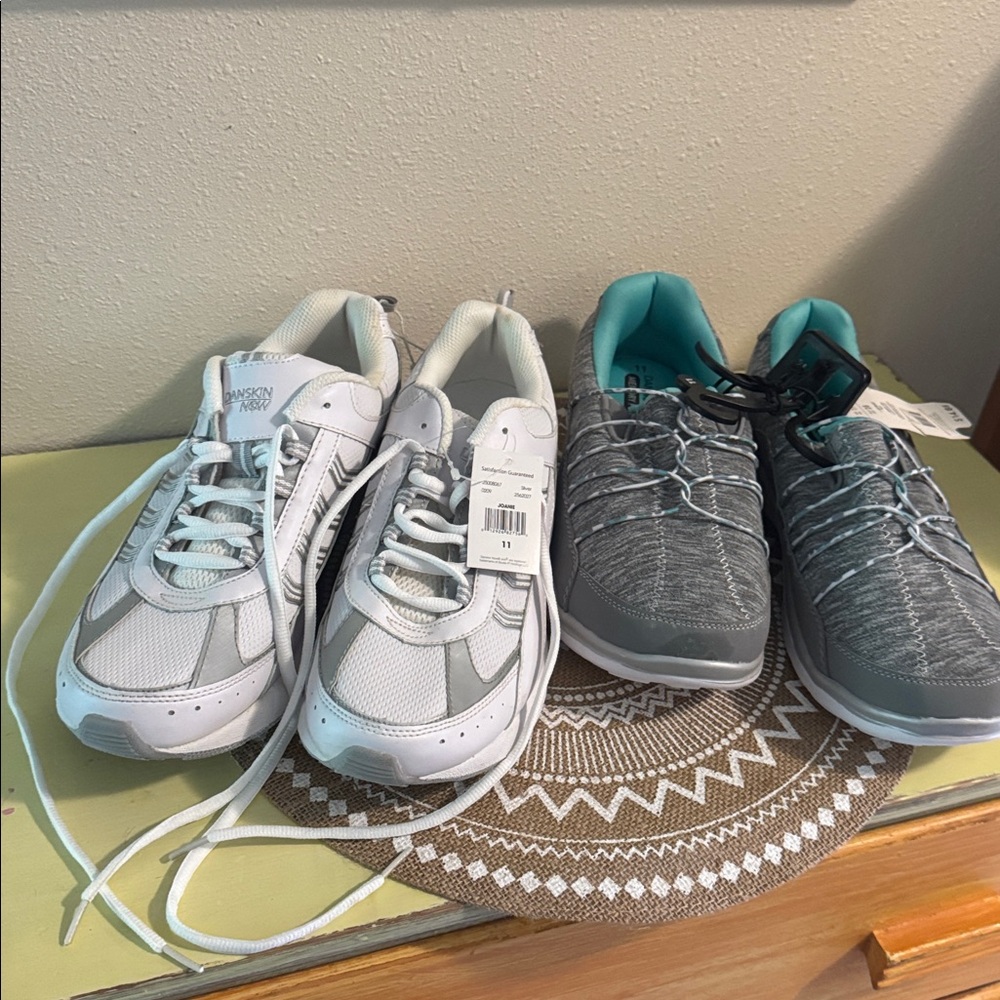 🆕 2 pairs of Danskin Gray and White Athletic Shoes Memory Foam